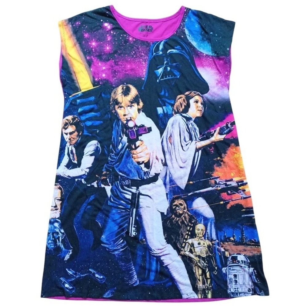 Star Wars Women's Sleeveless Nightgown Size L-XL (14-18)Pajamas Purple/Pink NWOT